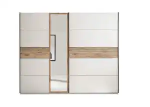Schwebetürenschrank Theo braun/ weiß