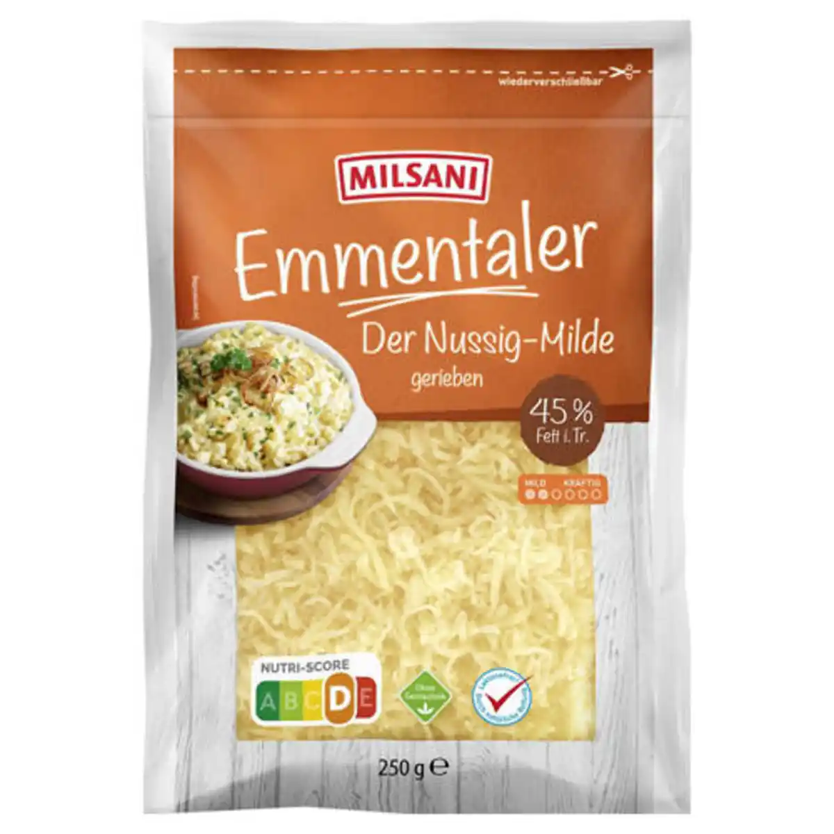 Bild 1 von MILSANI Emmentaler 250 g, gebrieben