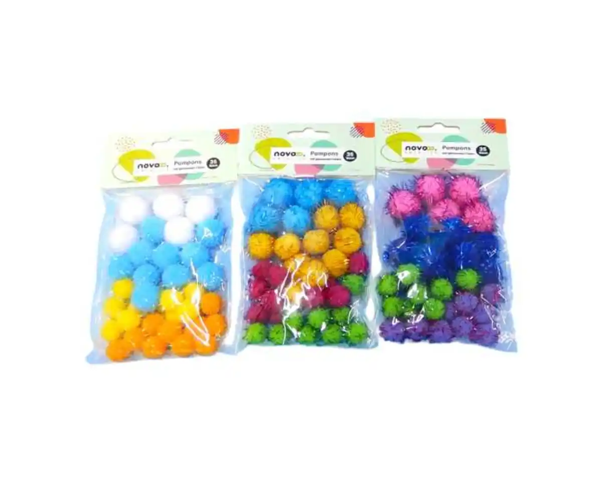 Bild 1 von novooo Pompons . Glitter bunt, 35 Stück