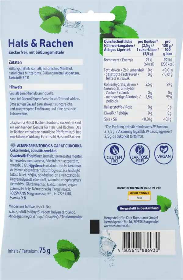 Bild 2 von altapharma Halsbonbons zuckerfrei, 75 g