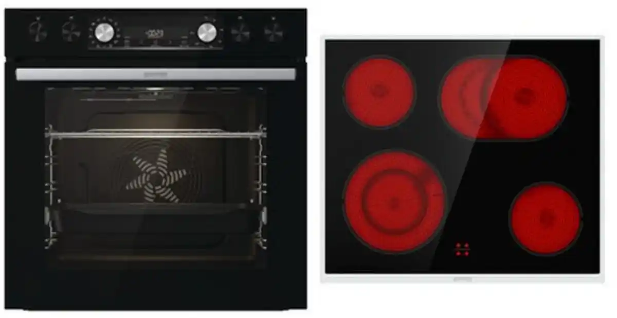 Bild 1 von Black Set 4 Heissluft Herdset bestehend aus BCX6737E05BG + ECD634X schwarz + edelstahl