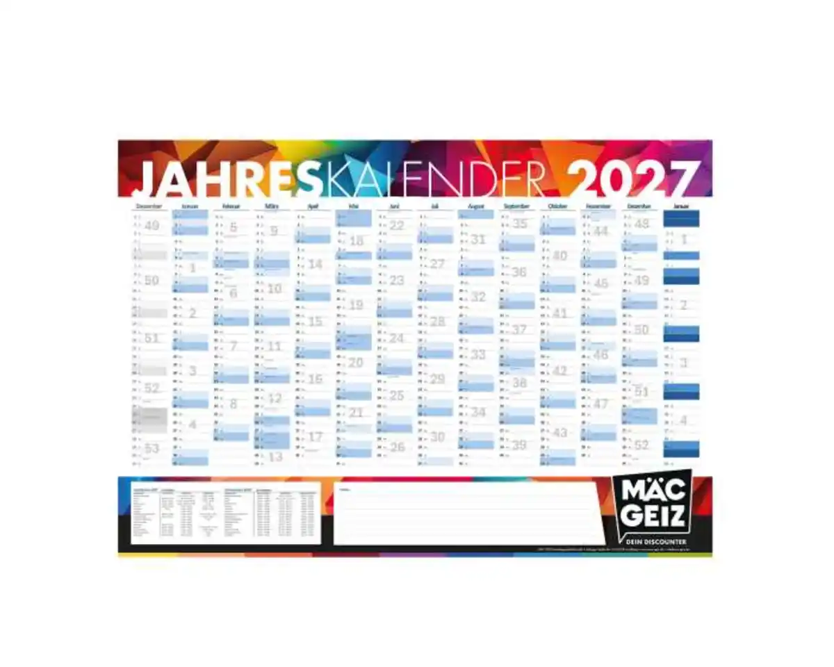 Bild 1 von Wandkalender 12 Monate abwischbar