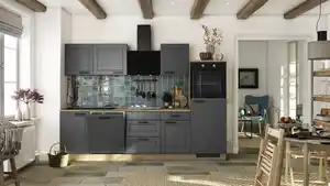 Flex-Well Küchenblock Romeo Anthrazit Matt/ Cosmopolitan Eiche ca. 280cm