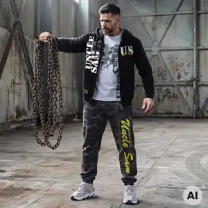 Uncle Sam Herren-Jogginghose mit elastischem Bund und Beinabschlüssen