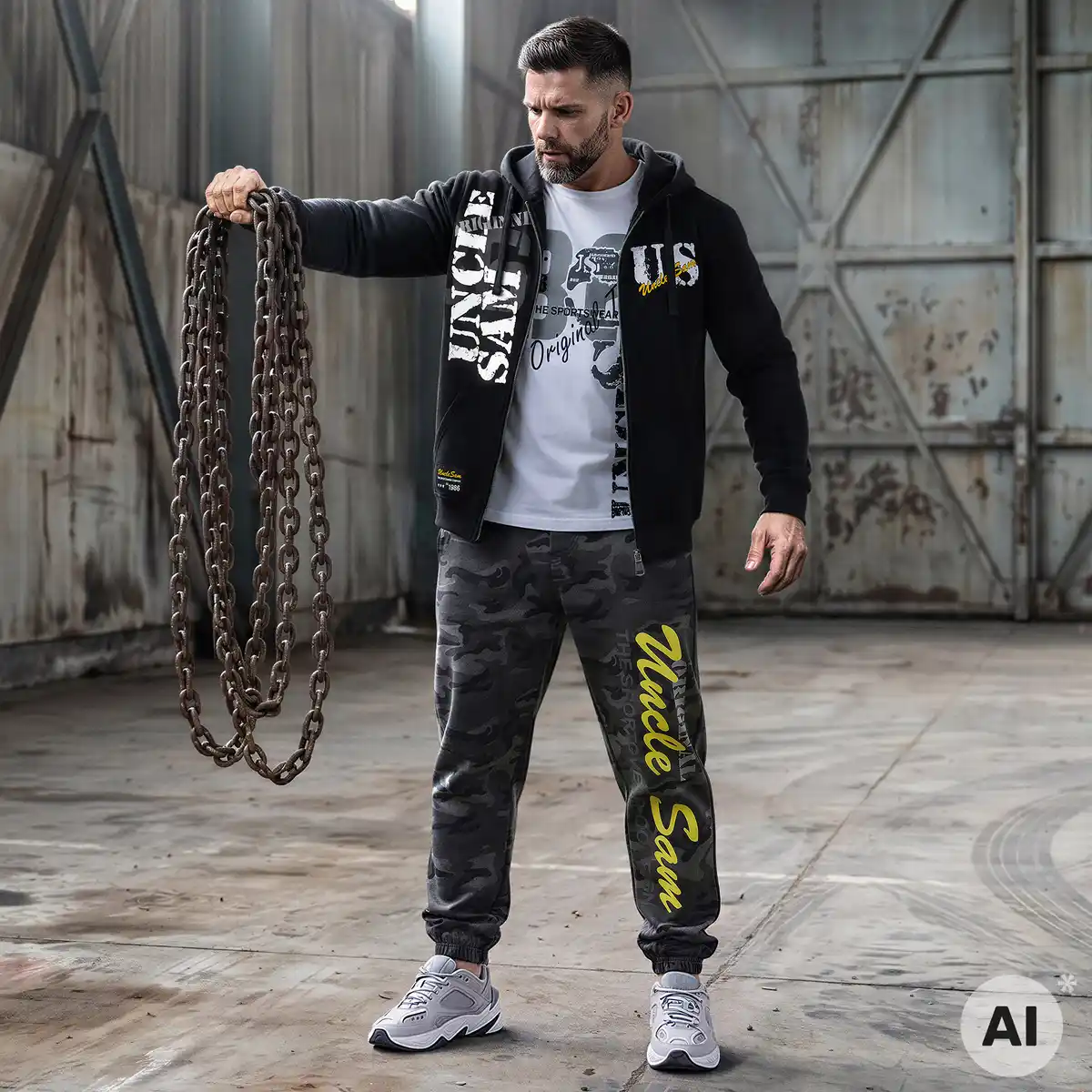 Bild 1 von Uncle Sam Herren-Jogginghose mit elastischem Bund und Beinabschlüssen