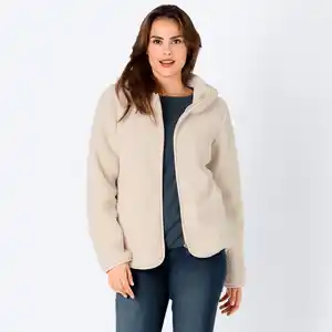 Damen-Fleecejacke mit Kapuze und Reißverschluss