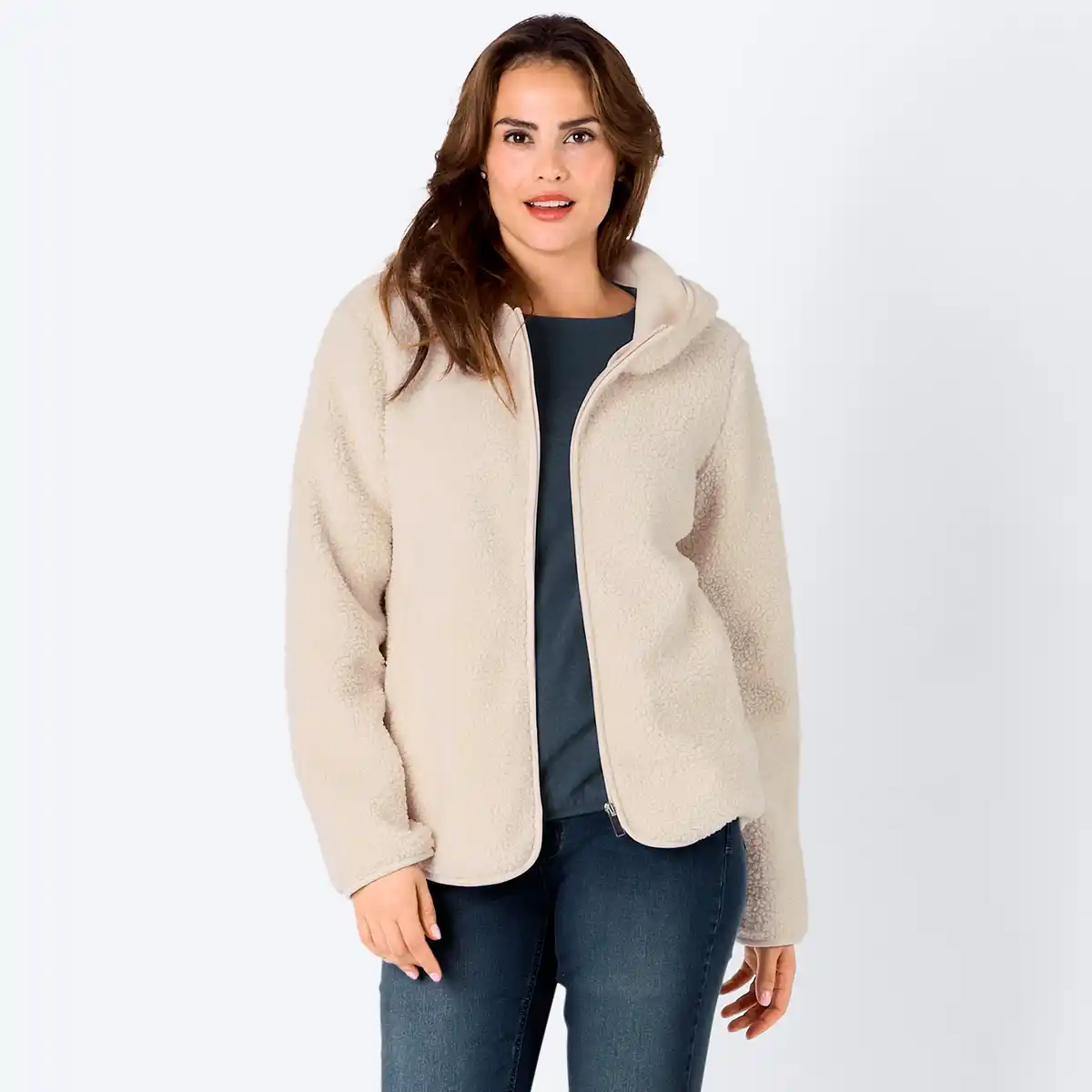 Bild 1 von Damen-Fleecejacke mit Kapuze und Reißverschluss