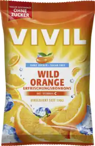 VIVIL Wild Orange Erfrischungsbonbons mit Vitamin C ohne Zucker, 120 g