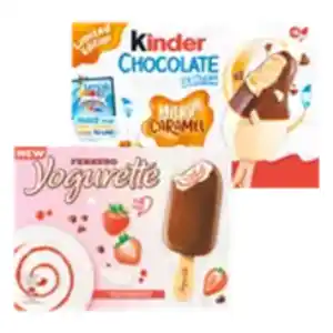 kinder Chocolate Eis oder Schokolade Stick Caramel oder Ferrero Yogurette Eis