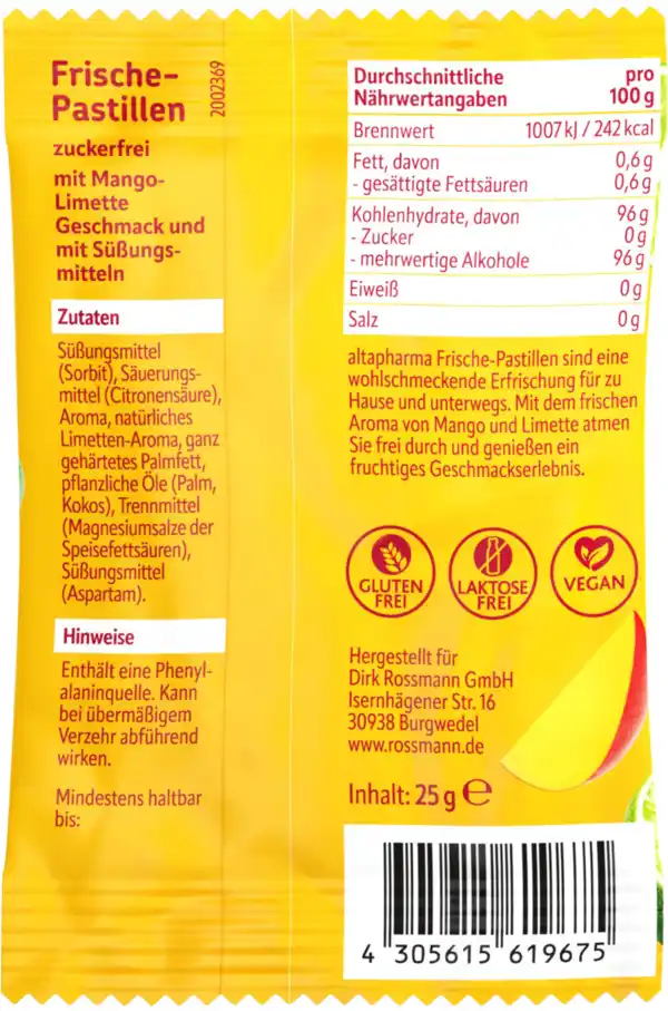 Bild 2 von altapharma Frische-Pastille zuckerfrei mit Mango-Limette Geschmack, 25 g