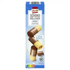BISCOTTO Schoko Waffelröllchen 125 g, Vollmilch