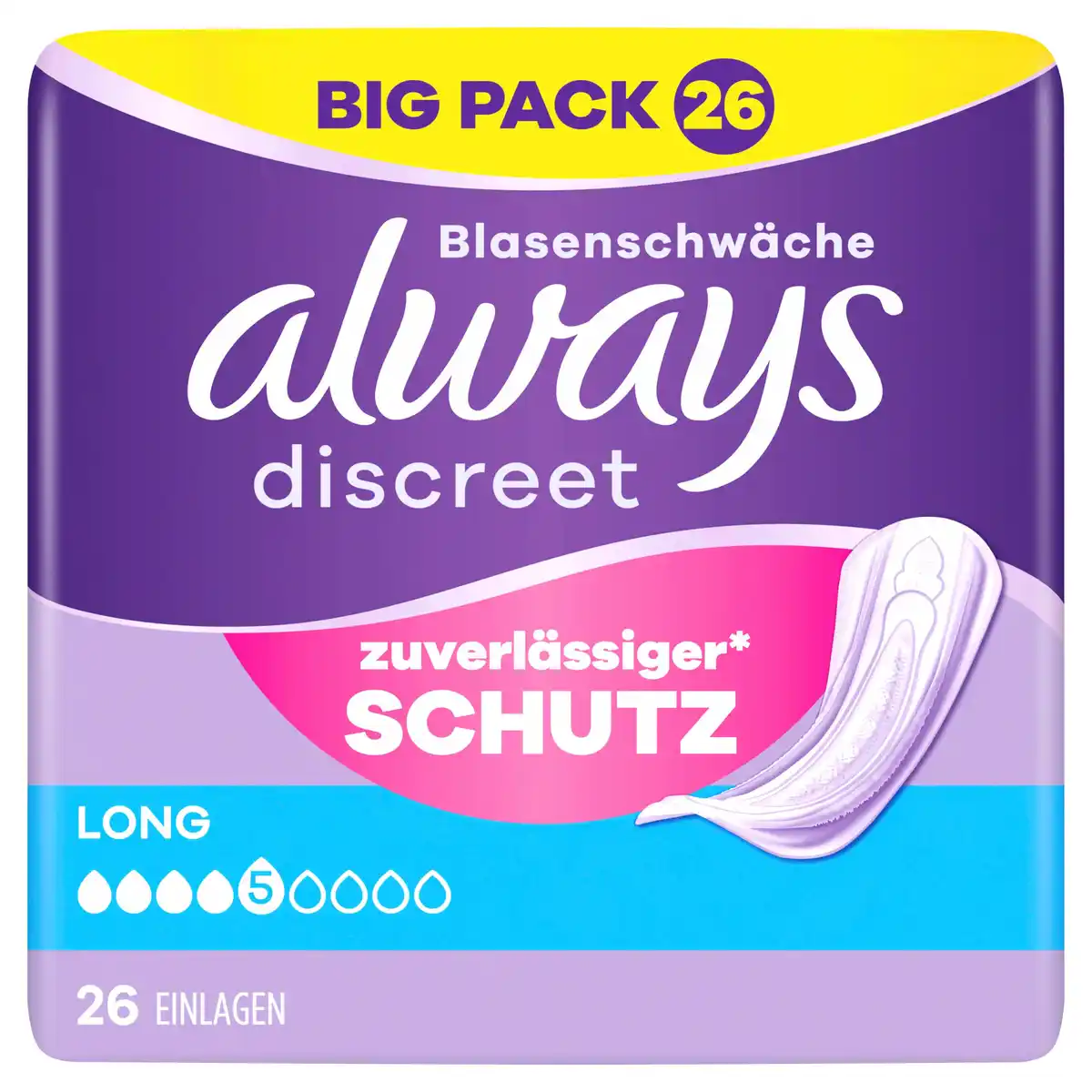 Bild 1 von Always Discreet Inkontinenz Einlagen Long, 26 Stk