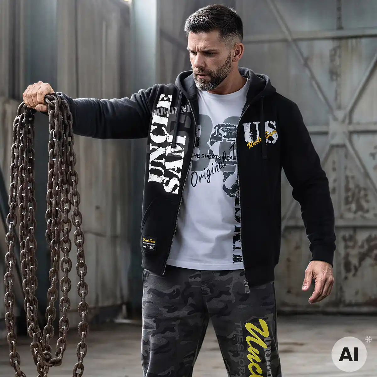 Bild 1 von Uncle Sam Herren-Sweatjacke mit Kapuze