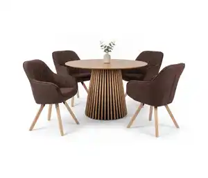 deVries Esstisch »Oria«, 120 cm, Eiche naturfaben und 4 Stühle »Matera«, dunkelbraun