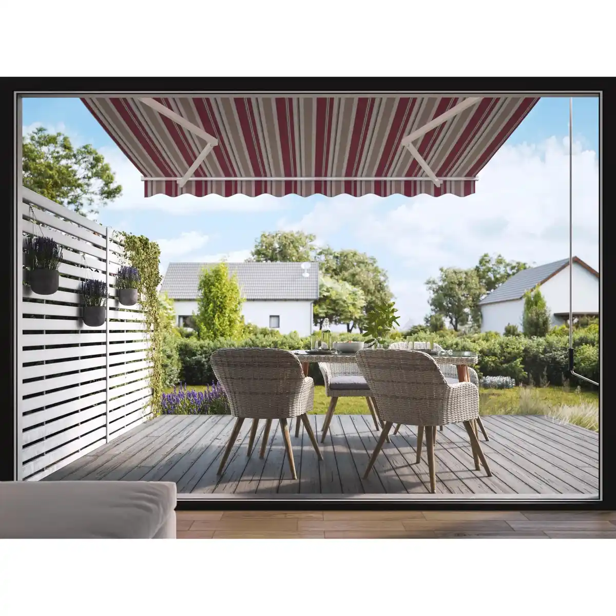 Bild 4 von Gelenkarmmarkise Aventura 3x2m Bordeaux-Beige-Weiß