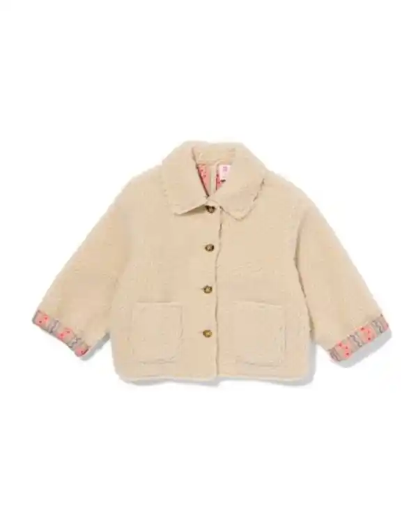 Bild 2 von Wendbare Kinderjacke aus Teddystoff mit Blumenmuster ecru