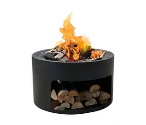 Garten-Feuerschale mit Holzlager