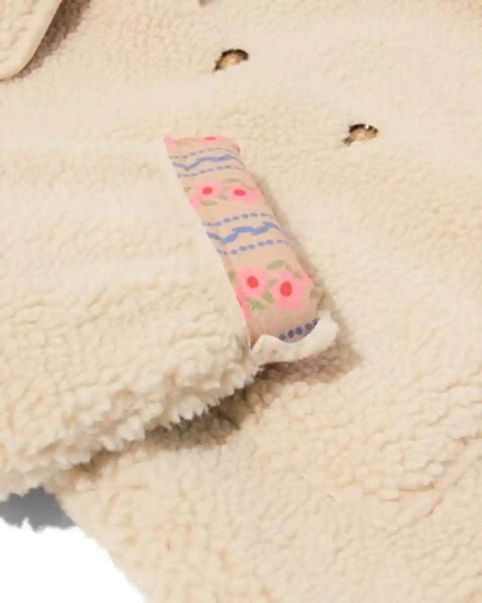 Bild 3 von Wendbare Kinderjacke aus Teddystoff mit Blumenmuster ecru