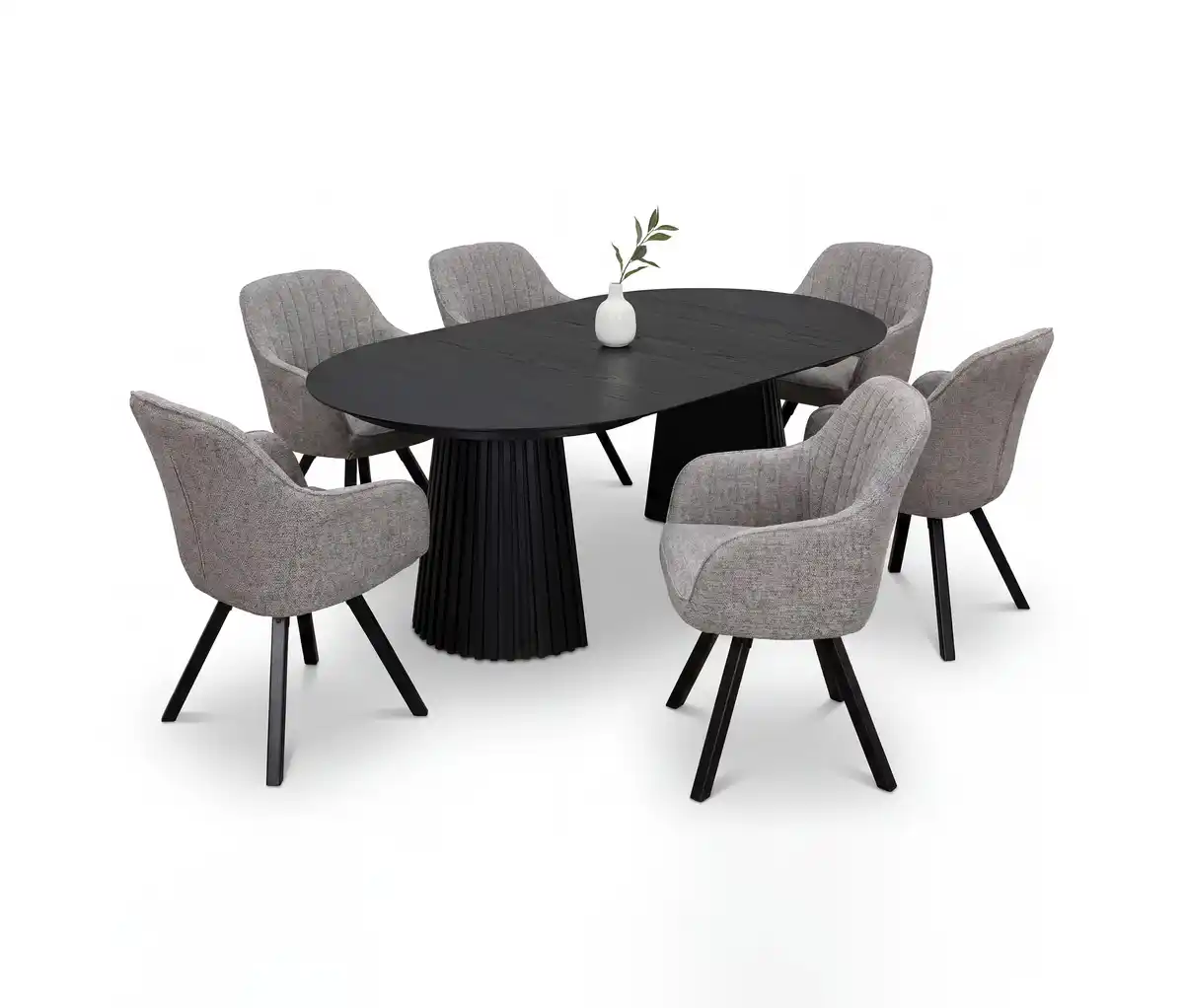 Bild 1 von deVries Esstisch »Andria«, 120/210 cm, schwarz und 6 Stühle »Matera«, grau