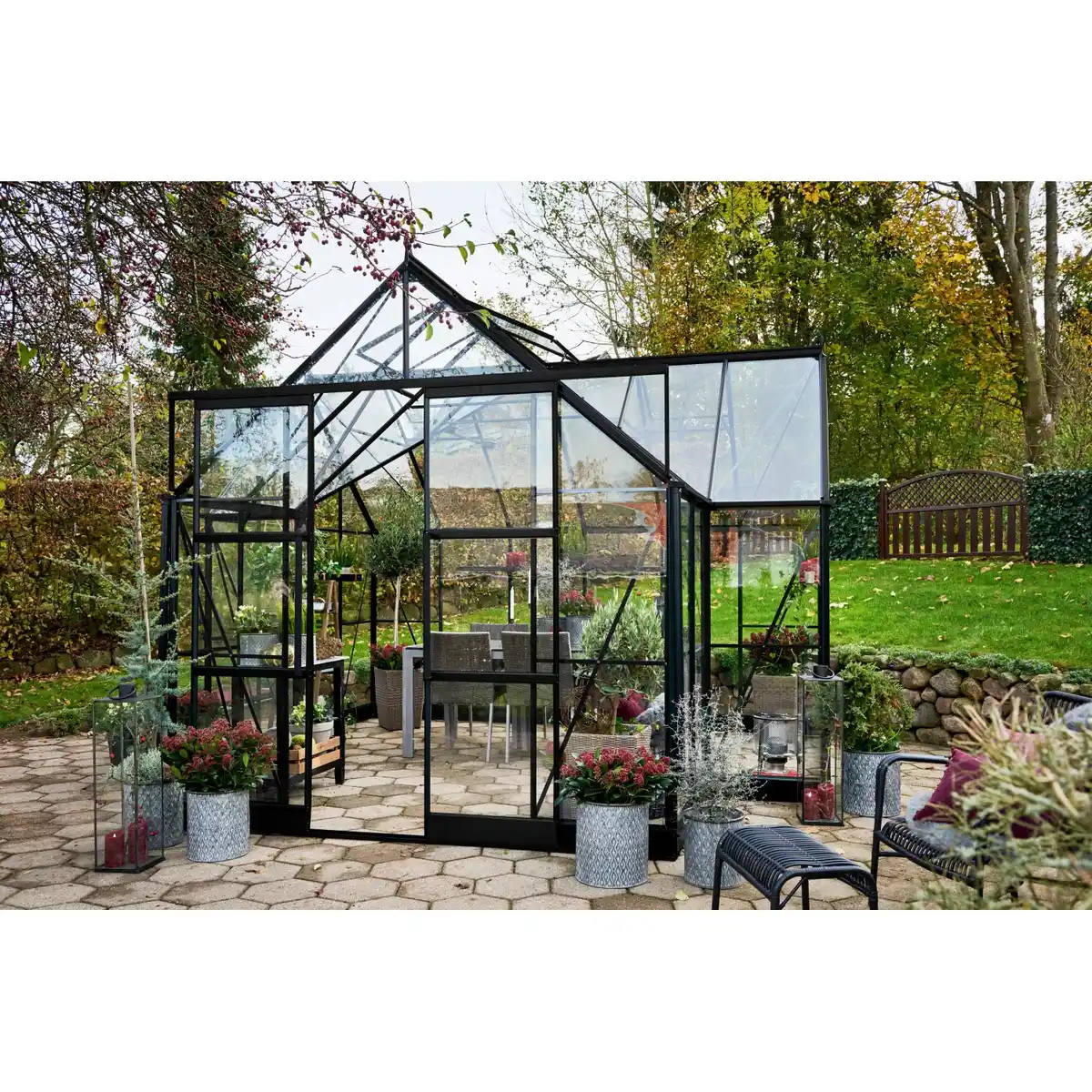 Bild 4 von Halls Gewächshaus GardenRoom Set Schwarz 12,9 m² inkl. Fundamentrahmen