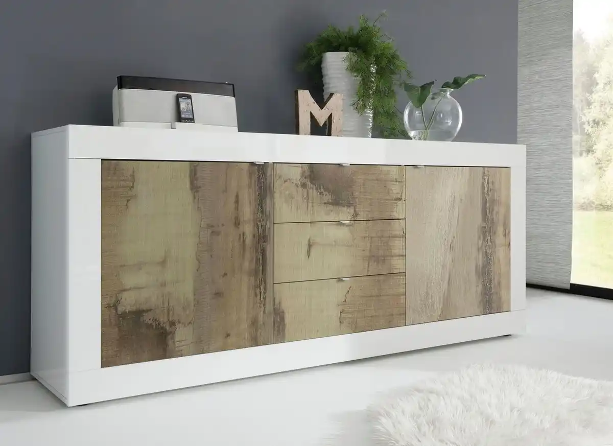 Bild 1 von Home affaire Sideboard Basic Breite 210 cm, Kommode 2 Türen, 3 Schubkästen, Anrichte, Metallgriff, moderne Rahmenoptik, viel Stauraum, Farbauswahl