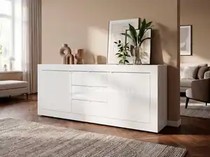 Home affaire Sideboard Basic Breite 210 cm, Kommode 2 Türen, 3 Schubkästen, Anrichte, Metallgriff, moderne Rahmenoptik, viel Stauraum, Farbauswahl
