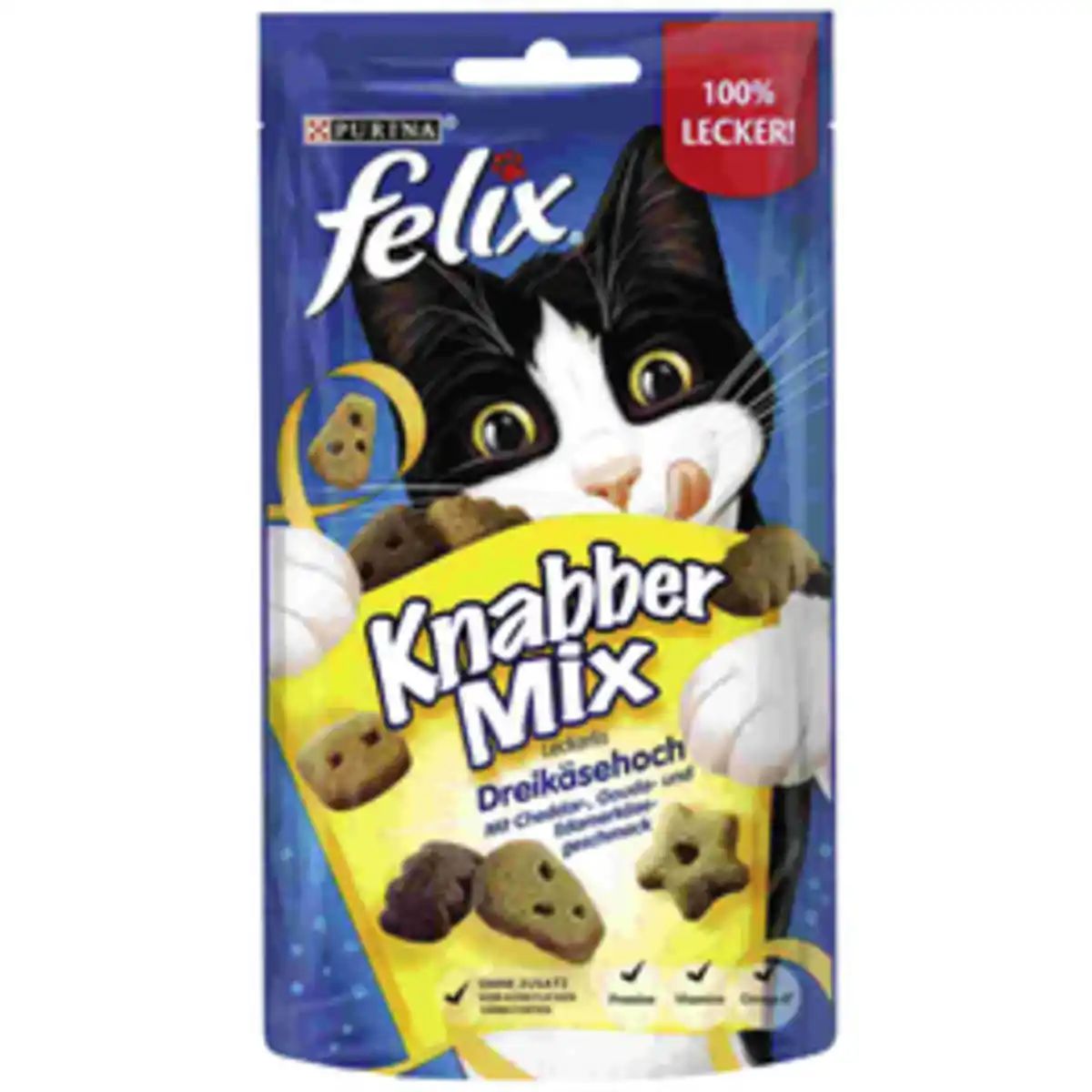 Bild 1 von felix Katzensnack »Knabbermix«, Cheddar/Gouda/Edamer, 60 g