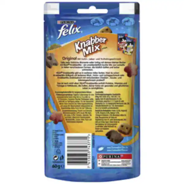 Bild 2 von felix Katzensnack »Knabbermix«, Huhn/Leber/Truthahn, 60 g