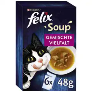 felix Katzen-Nassfutter »Felix Soup«, Rind/Huhn/Thunfisch, 6 x 48g