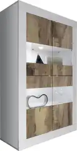 Home affaire Vitrine Basic Höhe 162 cm, Standvitrine mit 4 Türen - Metallgriffe, Stauraumvitrine in moderner Rahmenoptik, Hochschrank, Anrichte