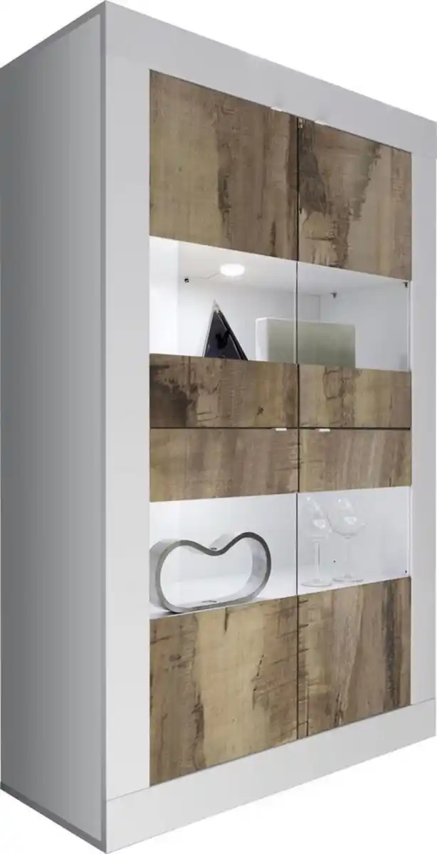 Bild 1 von Home affaire Vitrine Basic Höhe 162 cm, Standvitrine mit 4 Türen - Metallgriffe, Stauraumvitrine in moderner Rahmenoptik, Hochschrank, Anrichte