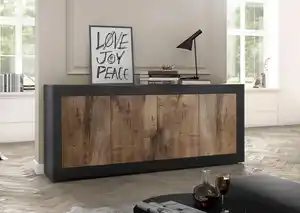 Home affaire Sideboard Basic Breite 207 cm, Kommode 4 Türen, Anrichte, Metallgriff, moderne Rahmenoptik, viel Stauraum, Farbauswahl