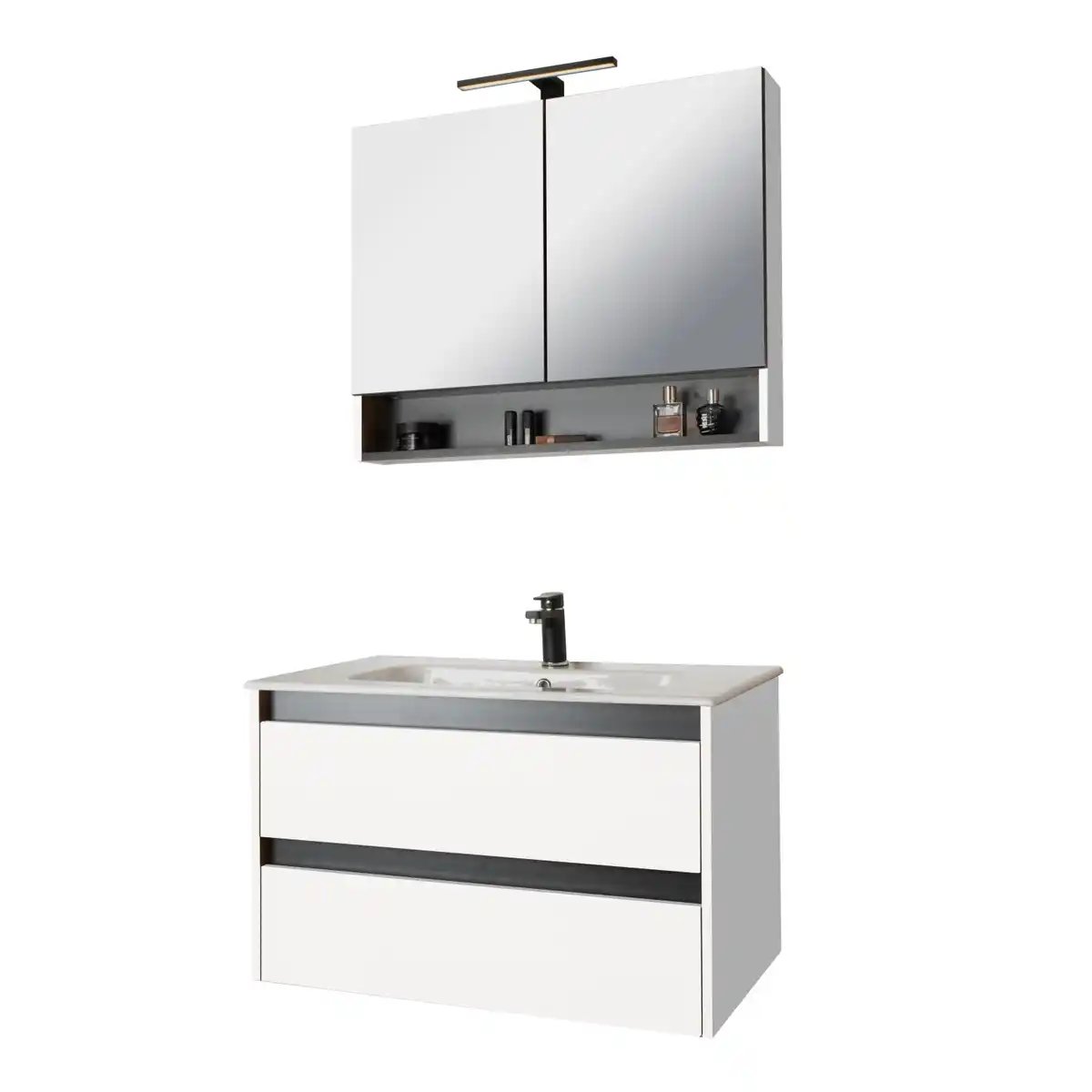 Bild 2 von Badmöbel-Set Cleo 2.0 Weiß mit LED-Beleuchtung 80 cm