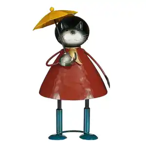 Mica Decorations Deko-Figur Katze mit Regenschirm 28 cm Rot