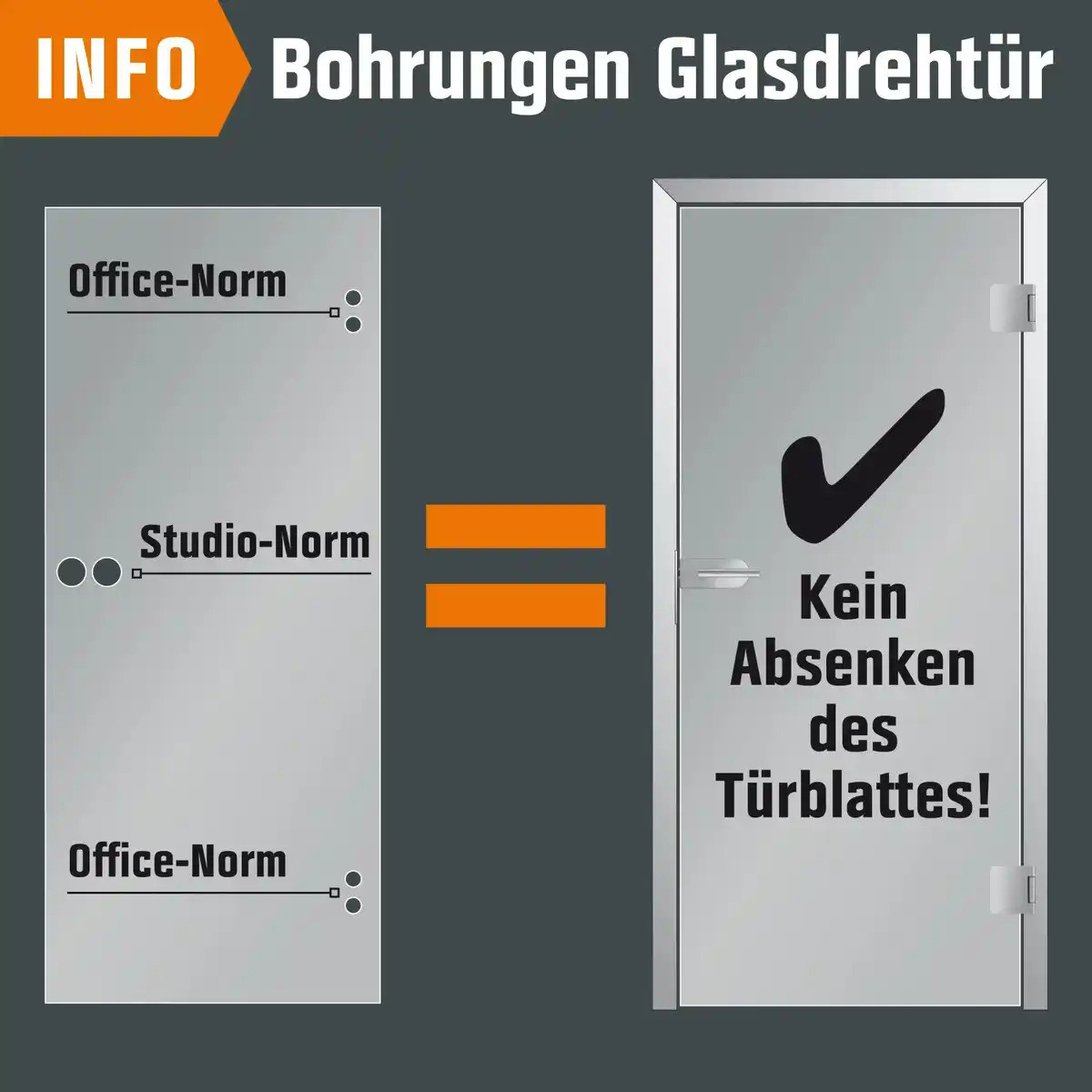 Bild 3 von Glasdrehtür ESG Floatglas Dekor Siebdruck 36/83 DIN Rechts 1972 x 834 x 8 mm