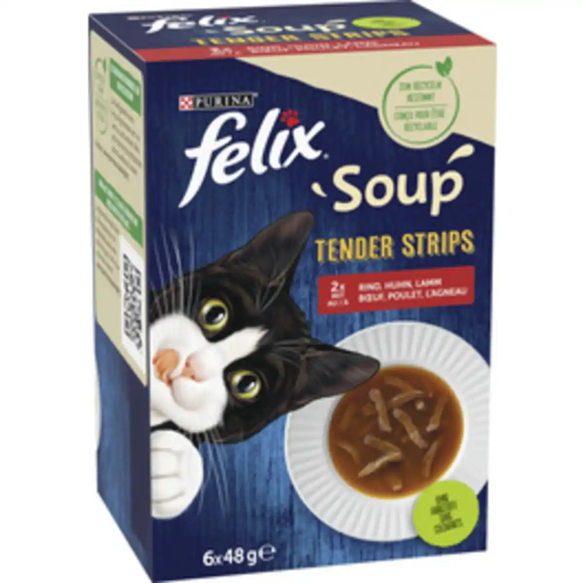 Bild 1 von felix Katzen-Nassfutter, Soup Tender Strips, 6x48 g, Geschmacksvielfalt Land