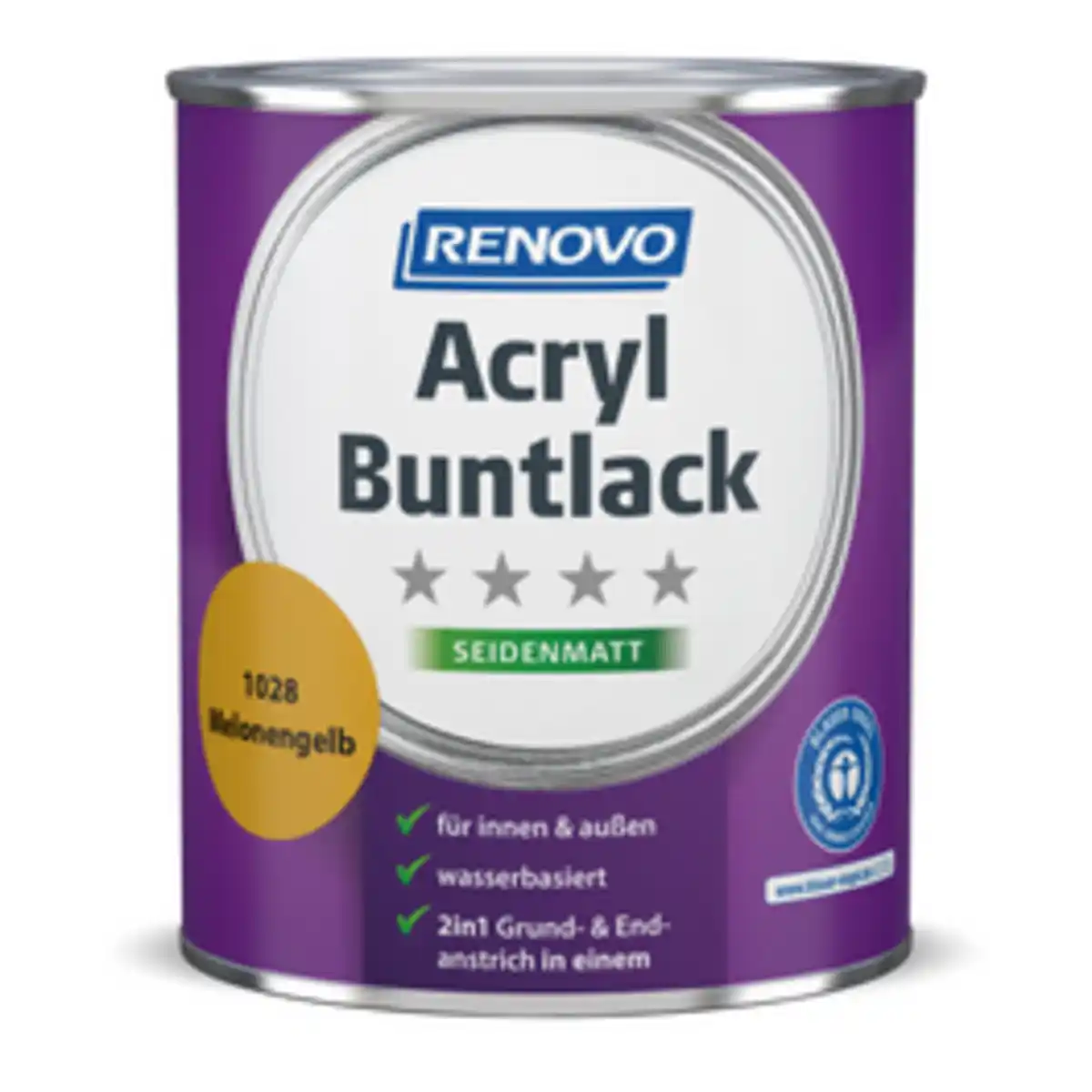 Bild 1 von RENOVO Acryl-Buntlack, melonengelb RAL 1028, seidenmatt, 0,75l