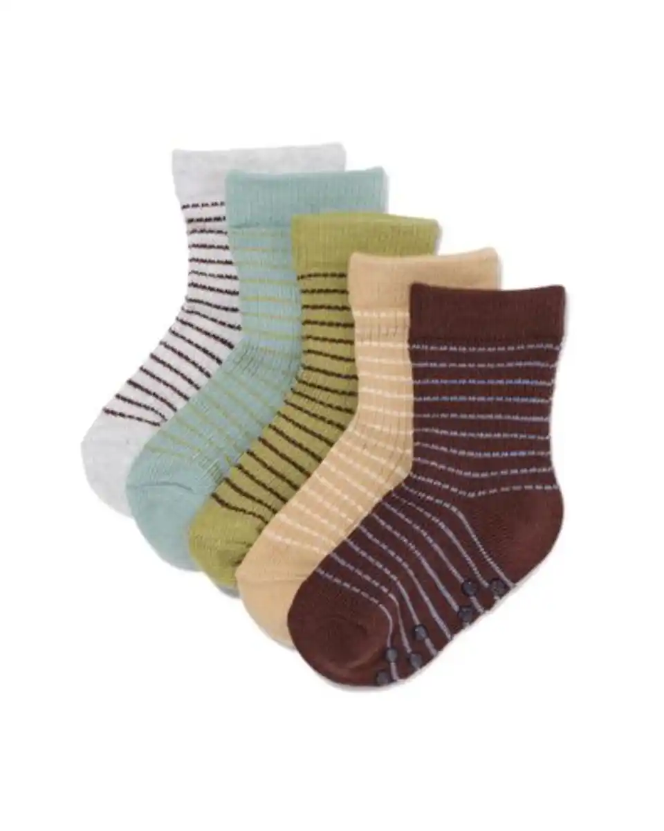 Bild 1 von Babysocken, gerippt mit Streifen – 5 Paar dunkelbraun