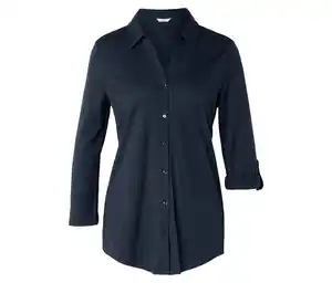 Piqué-Jerseybluse, dunkelblau