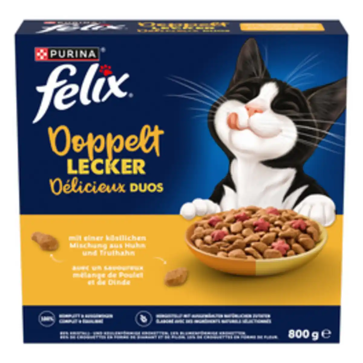 Bild 1 von felix Katzentrockenfutter »Doppelt Lecker«, Huhn, Truthahn & Rote Bete, 800g