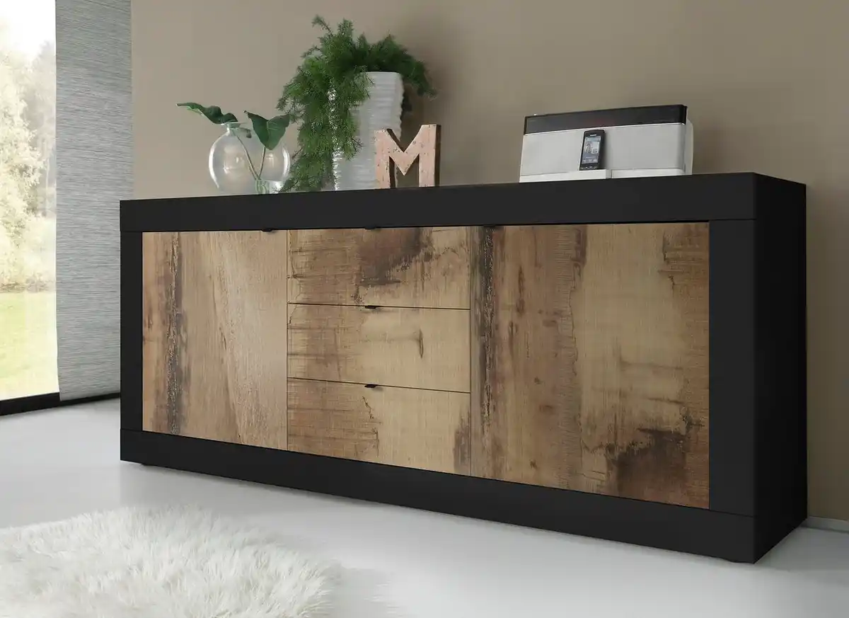 Bild 1 von Home affaire Sideboard Basic Breite 210 cm, Kommode 2 Türen, 3 Schubkästen, Anrichte, Metallgriff, moderne Rahmenoptik, viel Stauraum, Farbauswahl