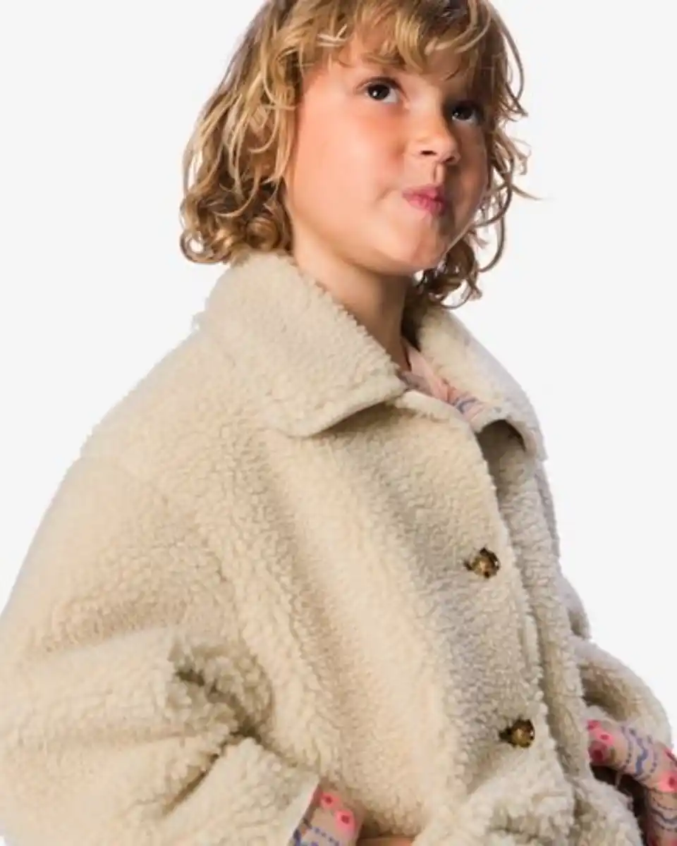 Bild 4 von Wendbare Kinderjacke aus Teddystoff mit Blumenmuster ecru