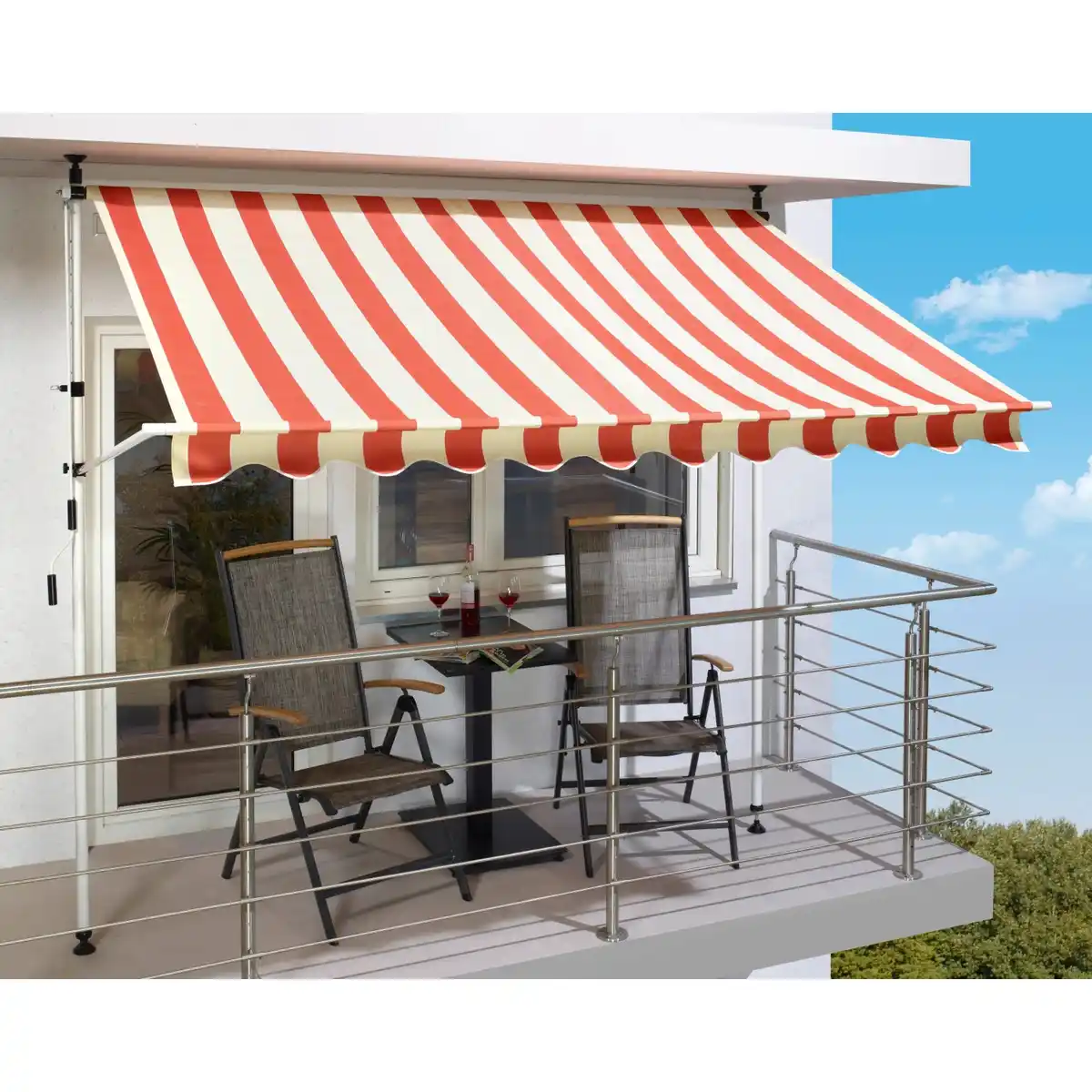 Bild 2 von CMI Klemmmarkise 250 cm x 150 cm Kupfer-Creme Gestreift