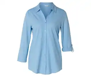 Piqué-Jerseybluse, hellblau