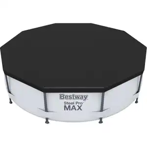 Bestway PVC-Abdeckplane für Pools Ø 305 cm Schwarz rund