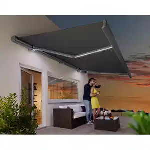 OBI Kassettenmarkise LED Fabiona 400 cm x 250 cm Tuch Anthrazit