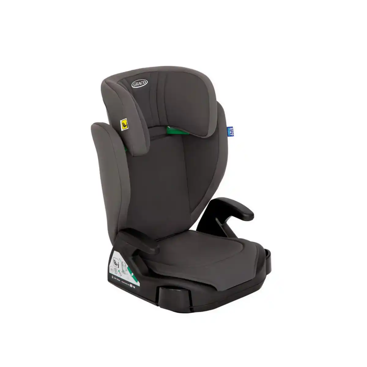 Bild 1 von Graco Kinderautositz Junior Maxi R129, Dunkelgrau, Textil, Füllung: Polyester, 39x46.3x64.5-85.5 cm, abnehmbarer und waschbarer Bezug, höhenverstellbare Kopfstütze, optimaler Aufprallschutz, schad
