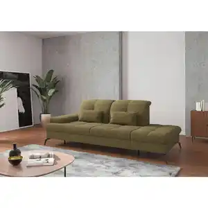Sit & More Récamiere, Olivgrün, Metall, 231x90x122 cm, Goldenes M, Oeko-Tex® Standard 100, Made in Europe, DGM-Klimapakt, Armteil links, Rücken echt, Wohnzimmer, Sofas & Couches, Sofas, Recamiere