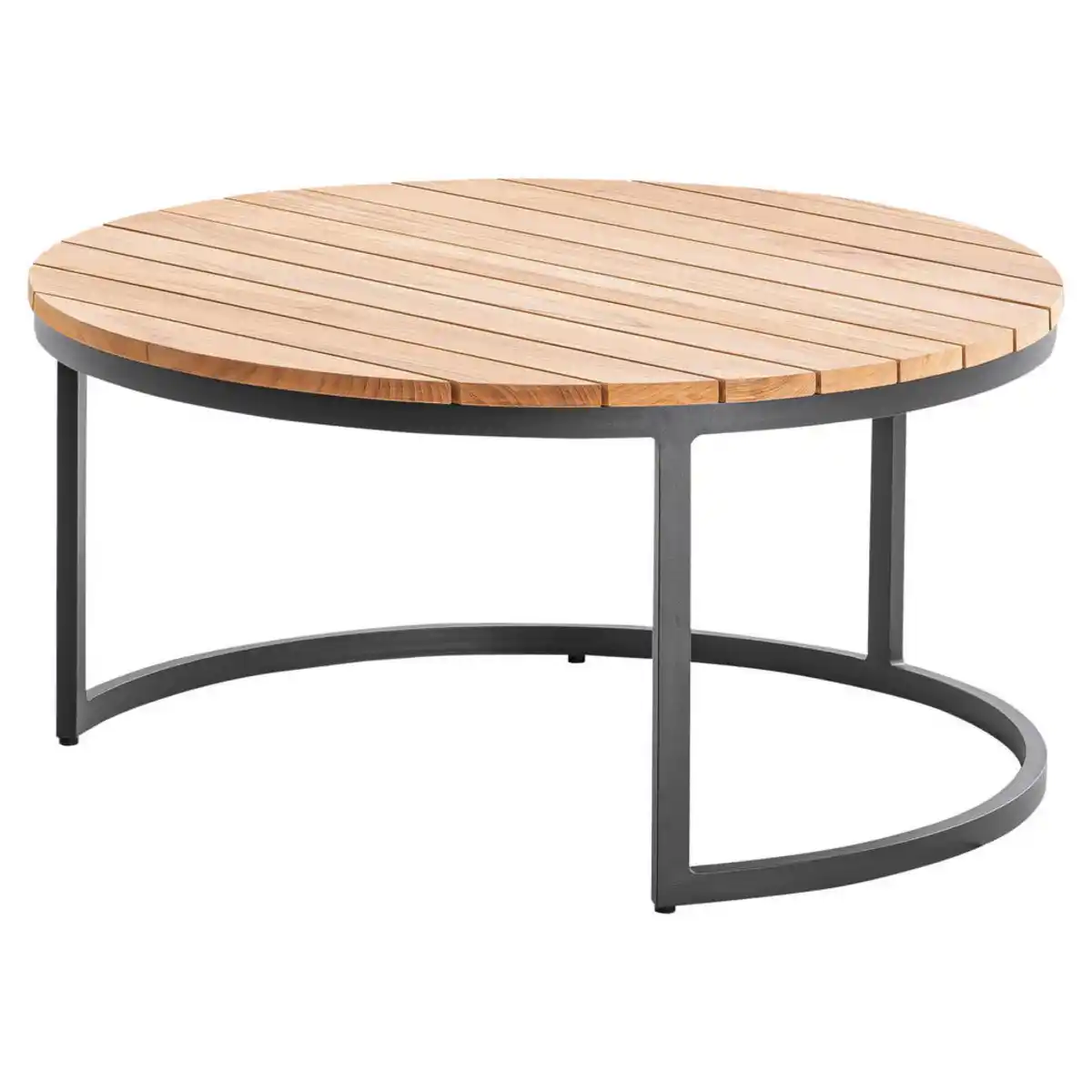 Bild 1 von Niehoff Garden Loungetisch, Teak, Holz, Teakholz, massiv, rund, Flachrohr, C-Form, 80x41x80 cm, wetterbeständig, Loungemöbel, Loungetische