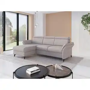 Sit & More Ecksofa Glendale E, Silber, Metall, 4,5-Sitzer, Ottomane links, L-Form, 253x166 cm, Goldenes M, Oeko-Tex® Standard 100, Made in Europe, DGM-Klimapakt, Rücken echt, Armteil links, rechts,